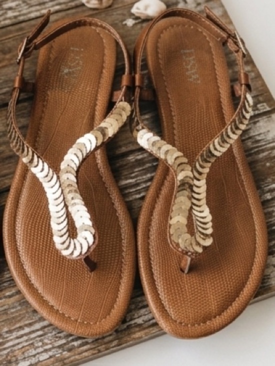 DSW Shoes - DSW Stylish Brown and Gold Sandals thing slip-on sling back  summer vacay